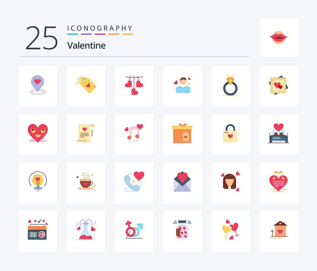 Valentine 25 paquete de iconos de color plano que incluye amor san valentín amor san valentín descuento