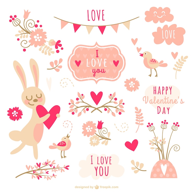 Vector gratuito valentine colección decoraciones