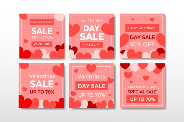 Vector gratuito valentine's day sale instagram post collection