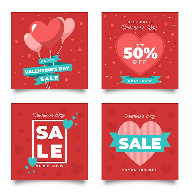 Vector gratuito valentine's day sale instagram post collection