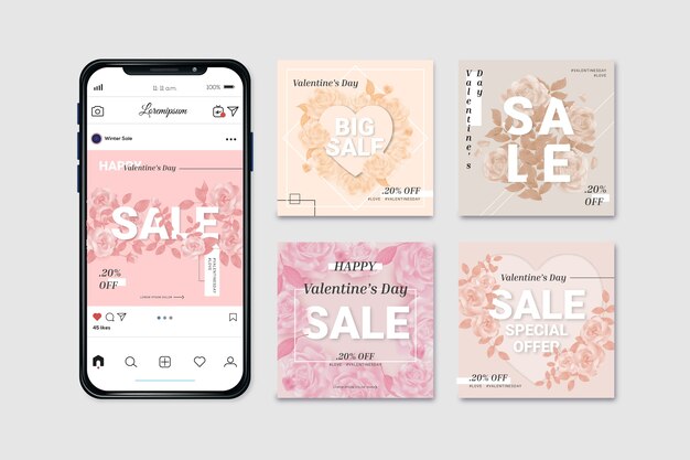 Valentines day sale instagram post collection