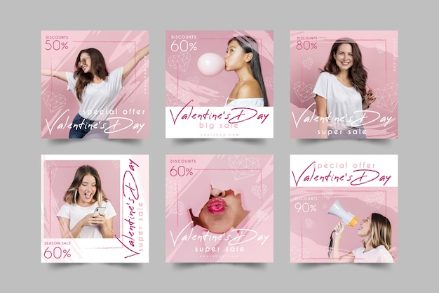 Vector gratuito valentines day sale instagram post collection