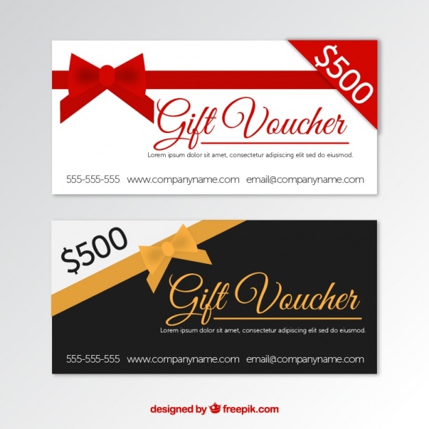 Vales regalo con cinta decorativa en diseño plano