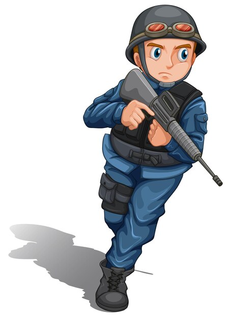 Un valiente soldado con un arma