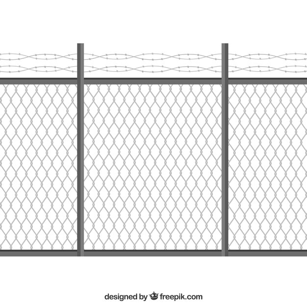 Valla de metal de diseño flat con alambre de espino