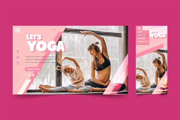 Vector gratuito vamos a clases de yoga página de inicio