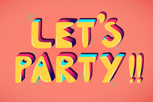 Vamos de fiesta!! vector de tipografía de texto funky