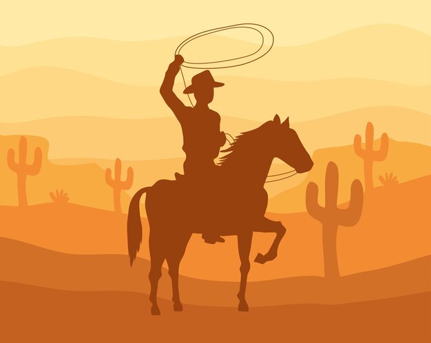 vaquero a caballo escena del salvaje oeste