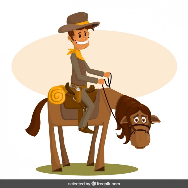 Vector gratuito vaquero feliz de dibujos animados