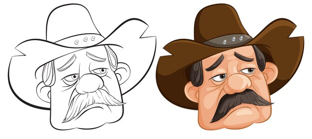 El vaquero triste se enfrenta a la ilustración vectorial