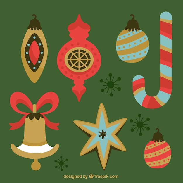 Vector gratuito varias bolas de navidad y elementos decorativos