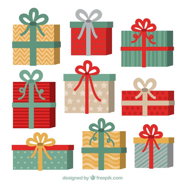 Varias cajas de regalo en estilo vintage
