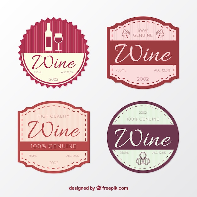 Varias etiquetas de vino decorativas