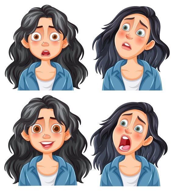 Varias expresiones faciales de las mujeres