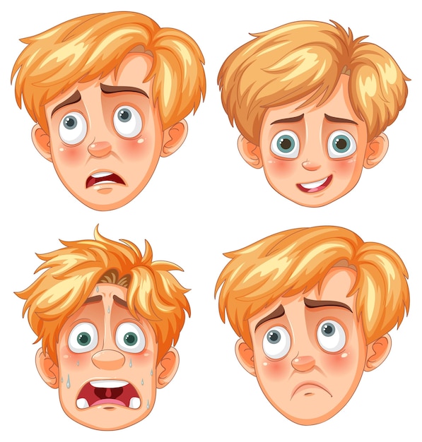 Varias expresiones faciales de los niños