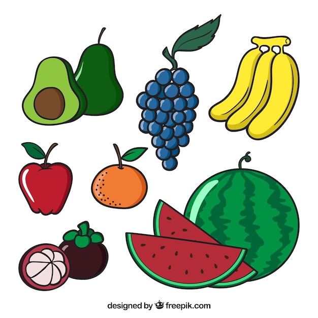 Vector gratuito varias frutas sabrosas