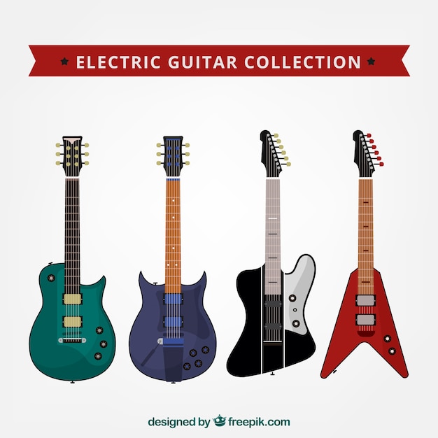 Vector gratuito varias guitarras elécticas planas