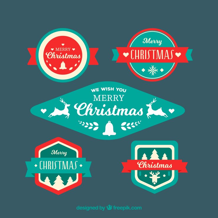 Vector gratuito varias insignias retro elegantes de navidad 
