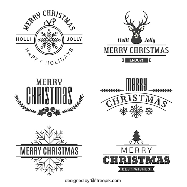 Varias insignias vintage de feliz navidad