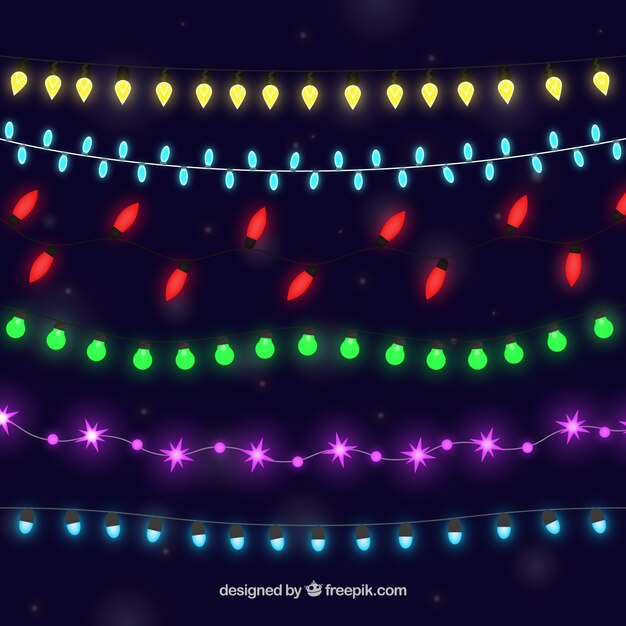 Varias luces de navidad brillantes