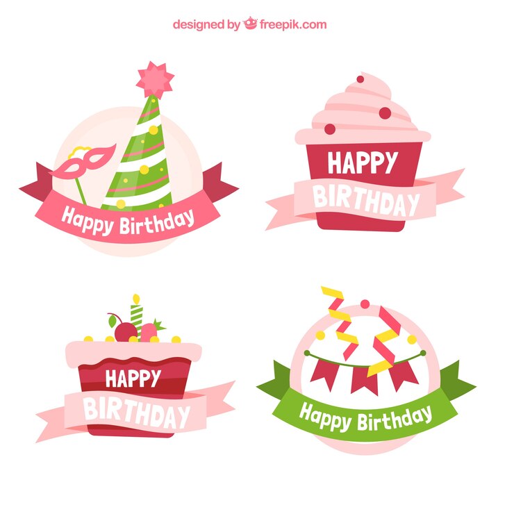 Vector gratuito varias pegatinas decorativas para cumpleaños