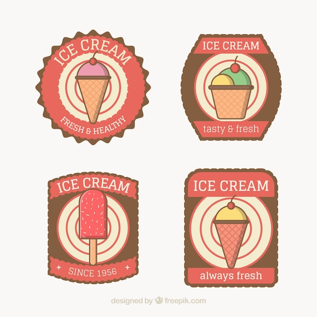 Vector gratuito varias pegatinas de helados en estilo retro