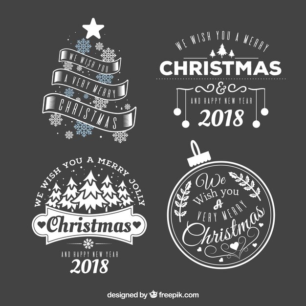 Varias pegatinas navideñas y año nuevo