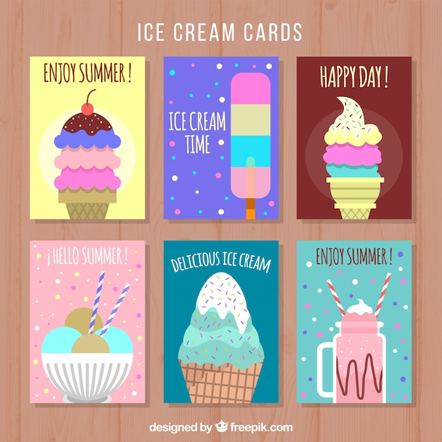 Varias tarjetas de helados