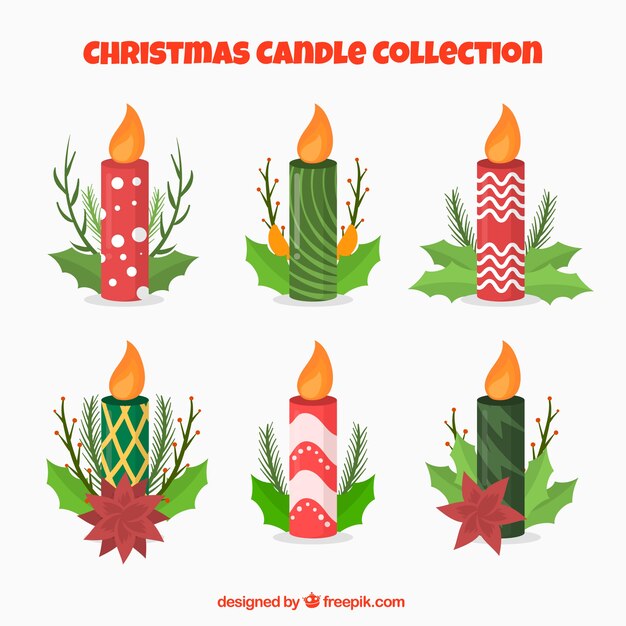 Varias velas navideñas decorativas