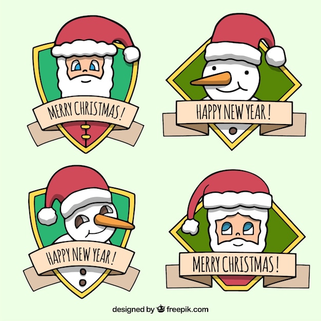 Vector gratuito variedad adorable de etiquetas de navidad