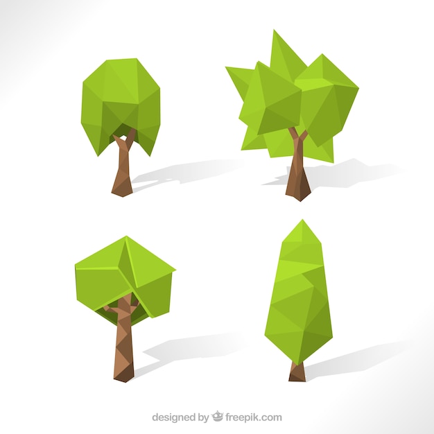 Vector gratuito variedad de árboles con pocos polígonos