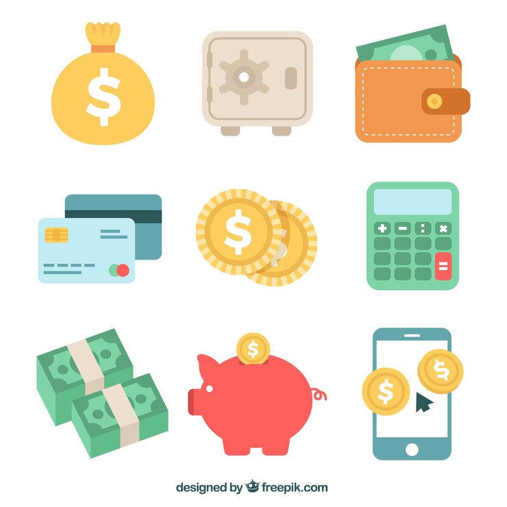 Vector gratuito variedad de artículos monetarios