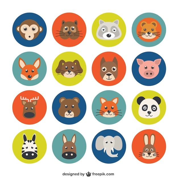 Vector gratuito variedad de avatares animales