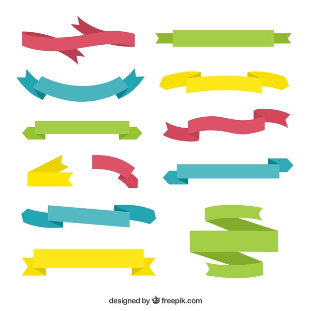 Variedad de banners de cinta de colores