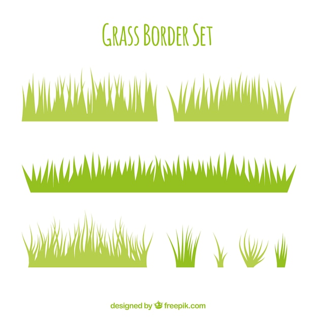 Variedad de bordes de hierba en diseño plano