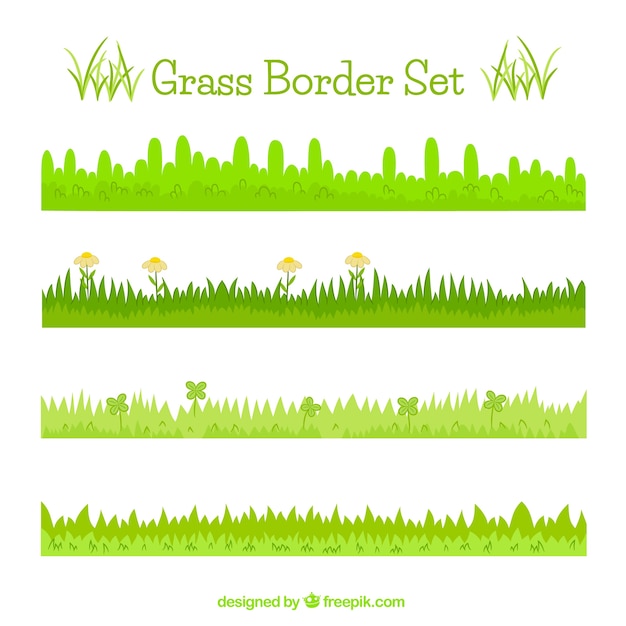 Variedad de bordes de hierba verde