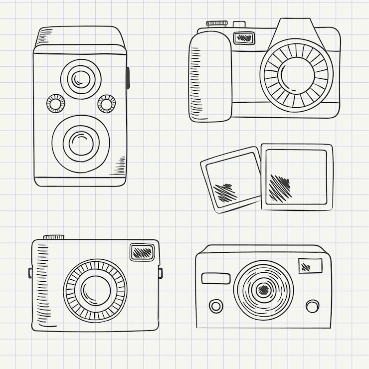 Vector gratuito variedad de cámaras dibujadas a mano