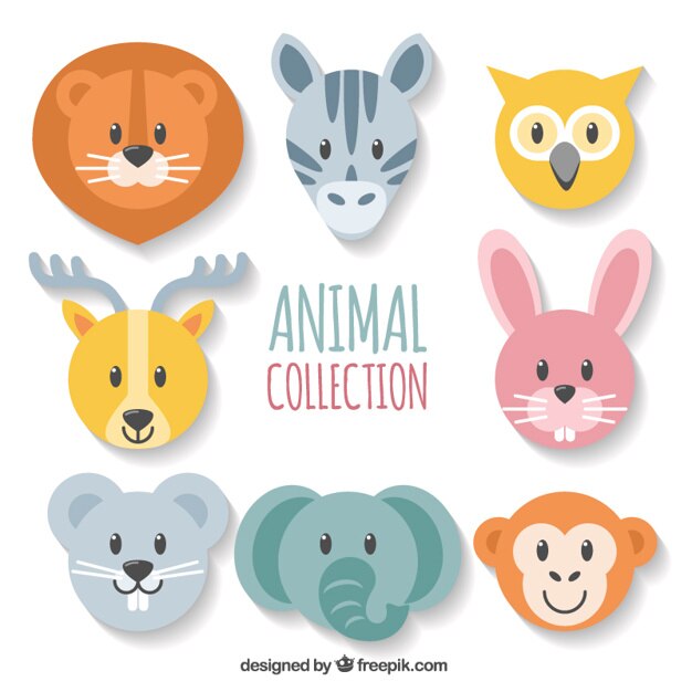Variedad de caras de animales fantásticas