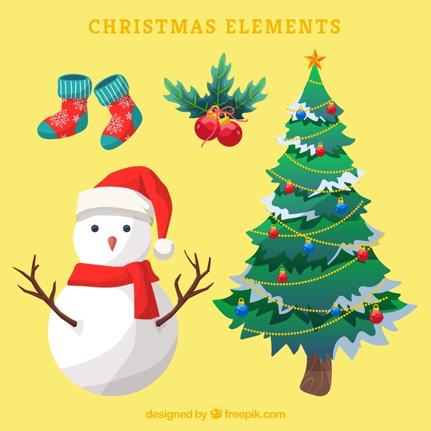 Variedad clásica de elementos de navidad