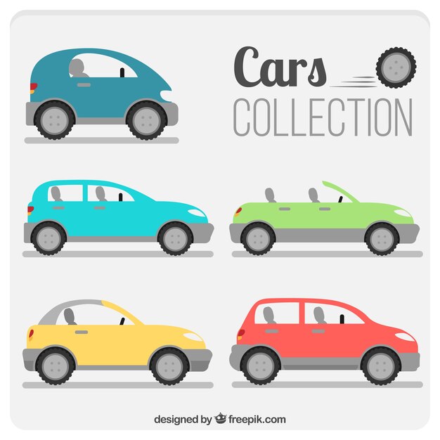 Variedad de coches modernos en diseño plano 