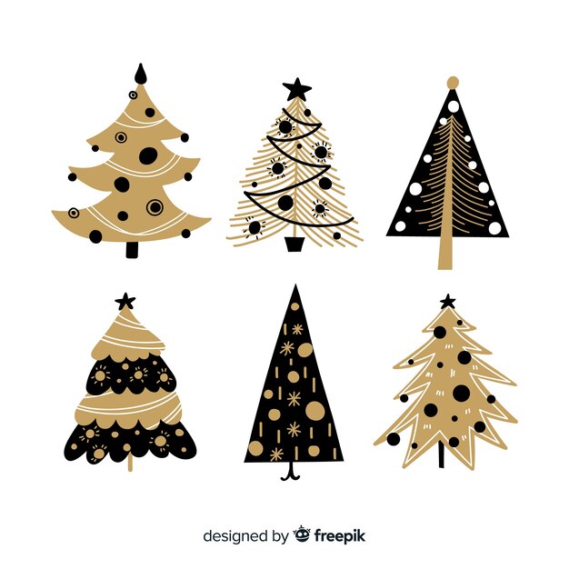 Variedad de colección de árboles de navidad.