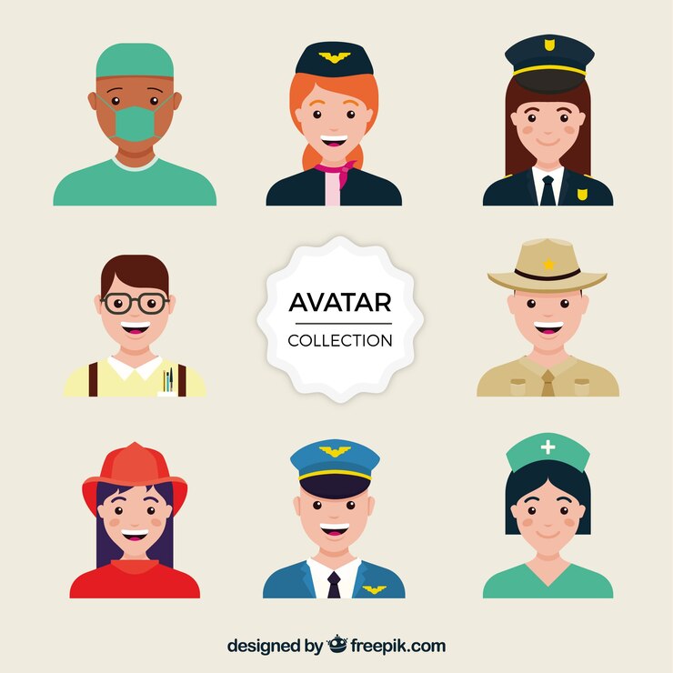Vector gratuito variedad colorida de avatares sonrientes de trabajo