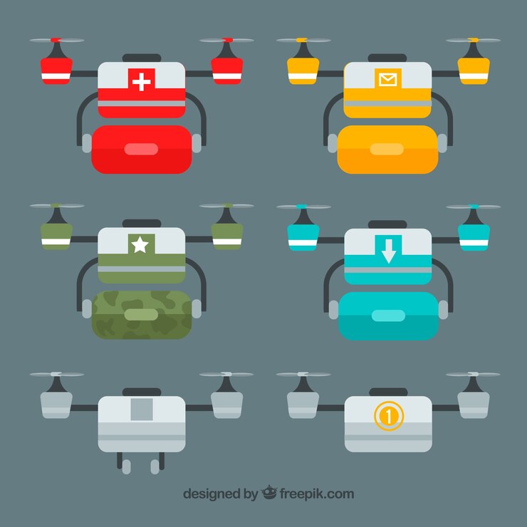 Vector gratuito variedad colorida de drones profesionales