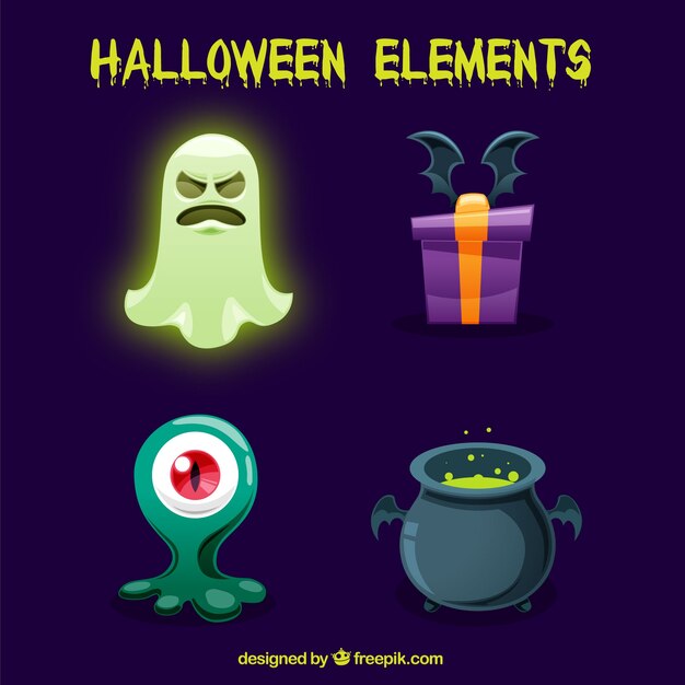 Variedad colorida de elementos de halloween