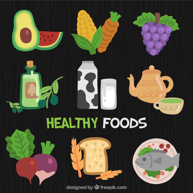 Variedad de coloridos alimentos saludables