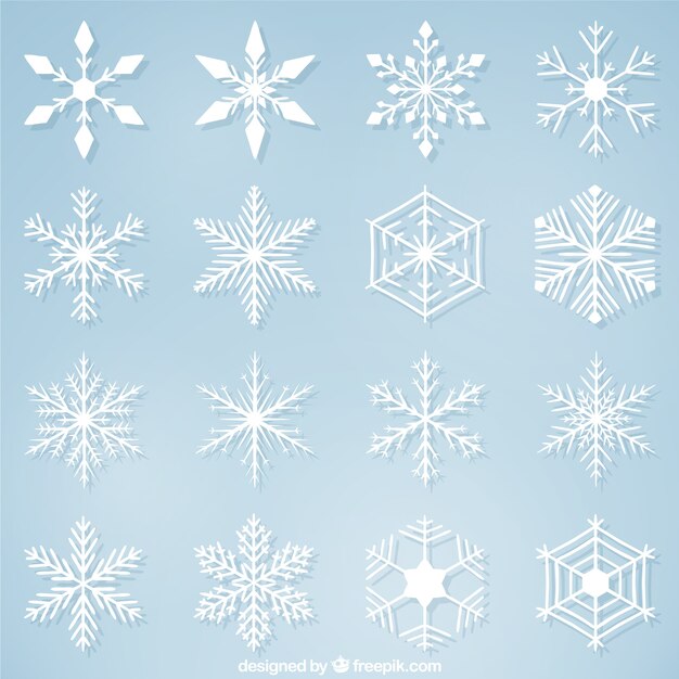Variedad de copos de nieve decorativos para navidad 