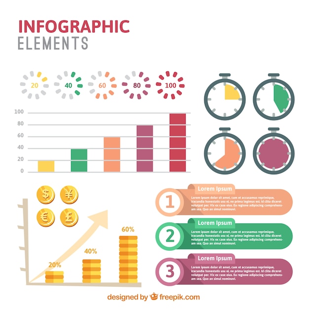 Variedad de diferentes tipos de elementos infográficos