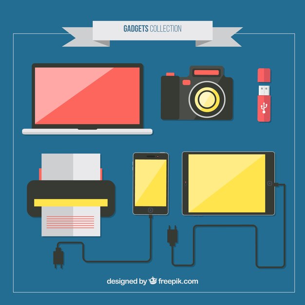 Variedad de dispositivos en diseño plano