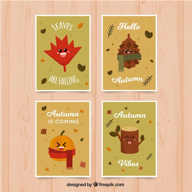 Variedad divertida de tarjetas de otoño