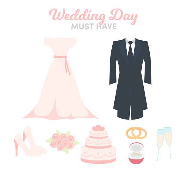 Variedad de elementos de boda bonitos